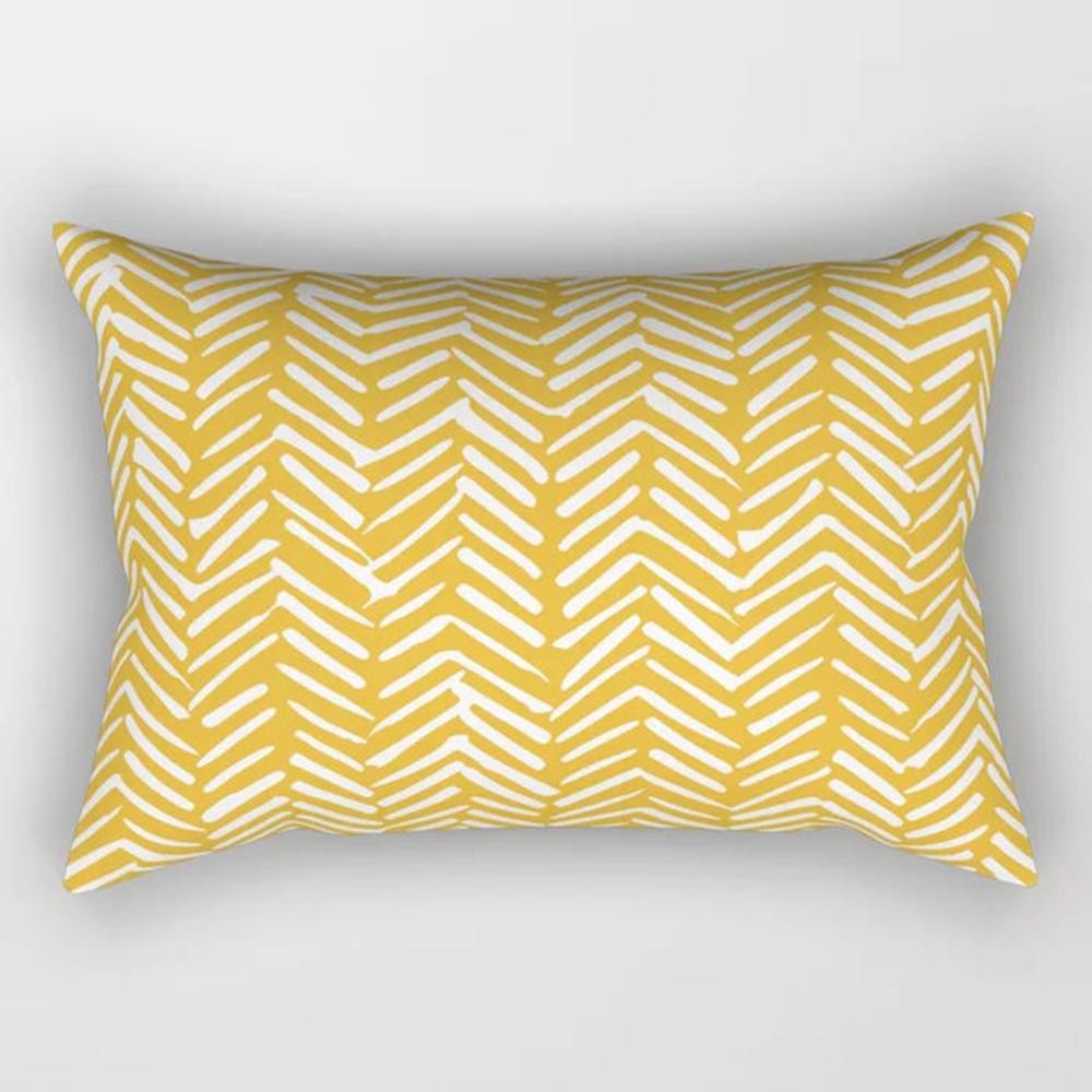 Yellow Geometric Rectangle Pillow Decorative Pillowcase Living Room Cushion Cover Simple Fashion Home Accessories