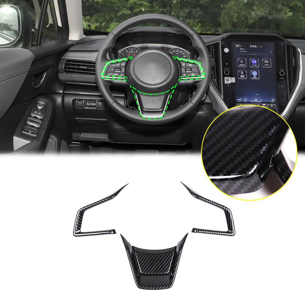 Carbon Fiber ABS Car Steering Wheel Decor Cover Trim For Subaru Crosstrek 23-24