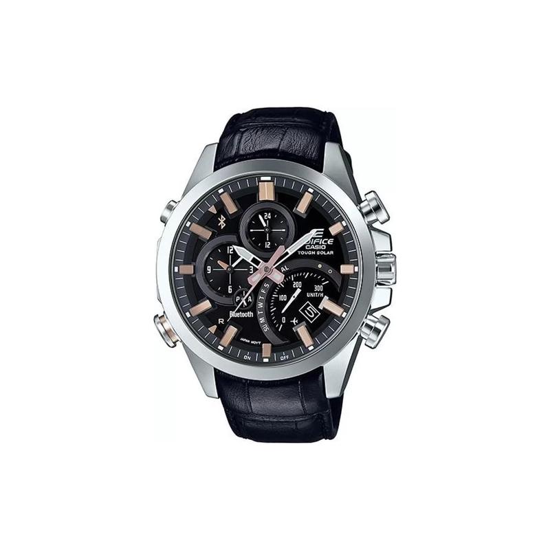 

Casio CASIOEDIFICE Fashion Waterproof Quartz Movement Genuine Leather Strap Japanese and Korean Watch Men s Watch Black Dial EQB-500L-1A чорний