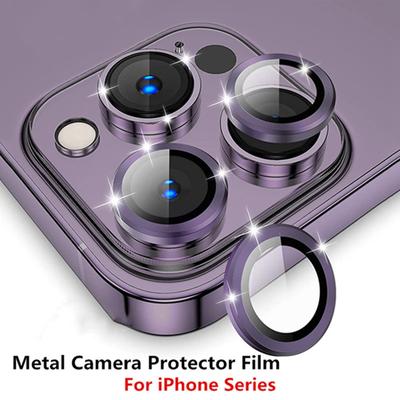 Kameraobjektivschutz für iPhone 15 14 Pro Max, Metallring-Schutzhülle, Glas für iPhone 13mini 14plus 15 14pro, Objektivglasfolie