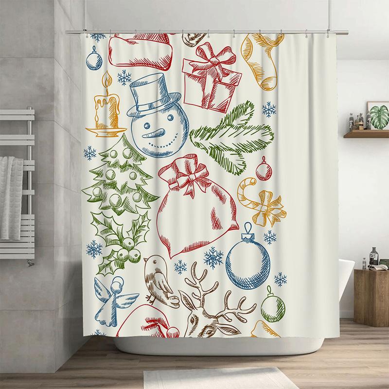 

Tu Christmas Shower Curtain Farmhouse Holiday Decor Festive Pattern Bathroom Set Holiday Home Decor Winter Holiday Shower Curtai W60H190(CM)-1 Pcs