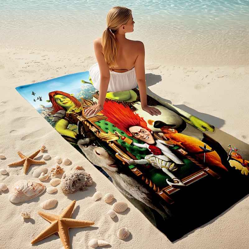 1pc Shrek1 Beach Towel, Comfortable and Thick, and Swimming/Bath/Picnic/Camping Towel, Suitable for Seaside Beaches
