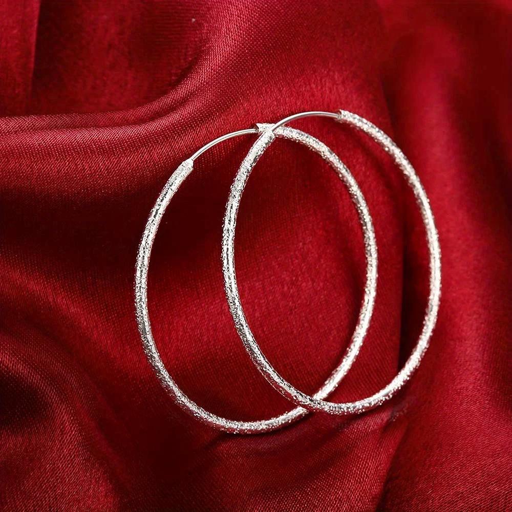 Xiaomi Charming 925 Sterling Silver 50/60mm Smooth Round Large Earrings for Women, Party Gifts, Wedding Jewelry Accessories