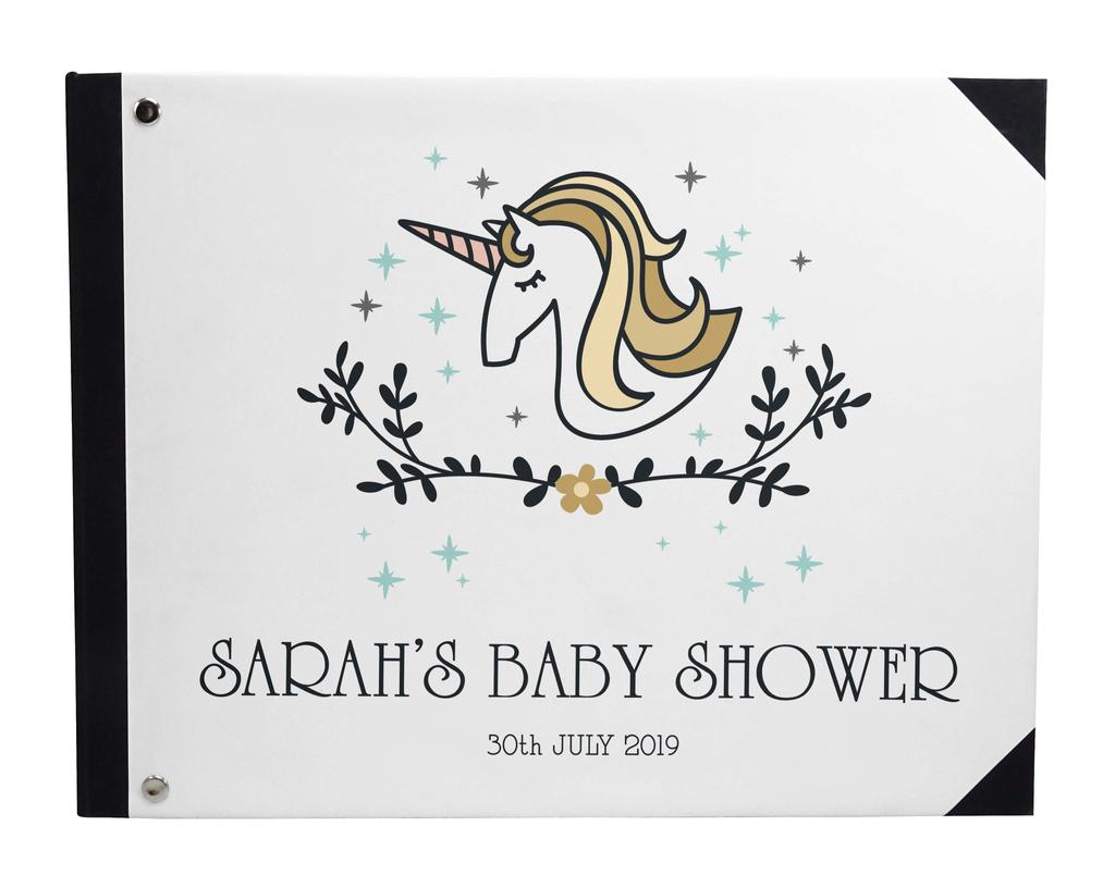 Darling Souvenir Blue Seamless Heart & Baby Objects Personalized Printed Baby Shower  Guest  Book  Scrapbook-7 x 9