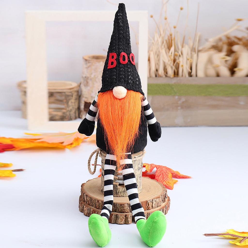 Halloween Decoration Long Legs Faceless Doll Black Witch Cloak Hat