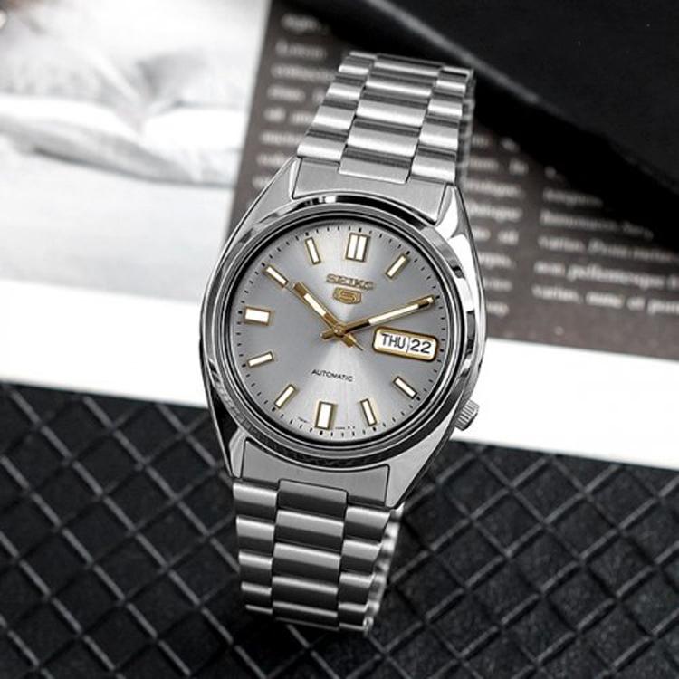 Seiko 5 Automatic Mechanical Movement Stainless Steel Strap Watch Men's Watches Gray Dial SNXS75K1
