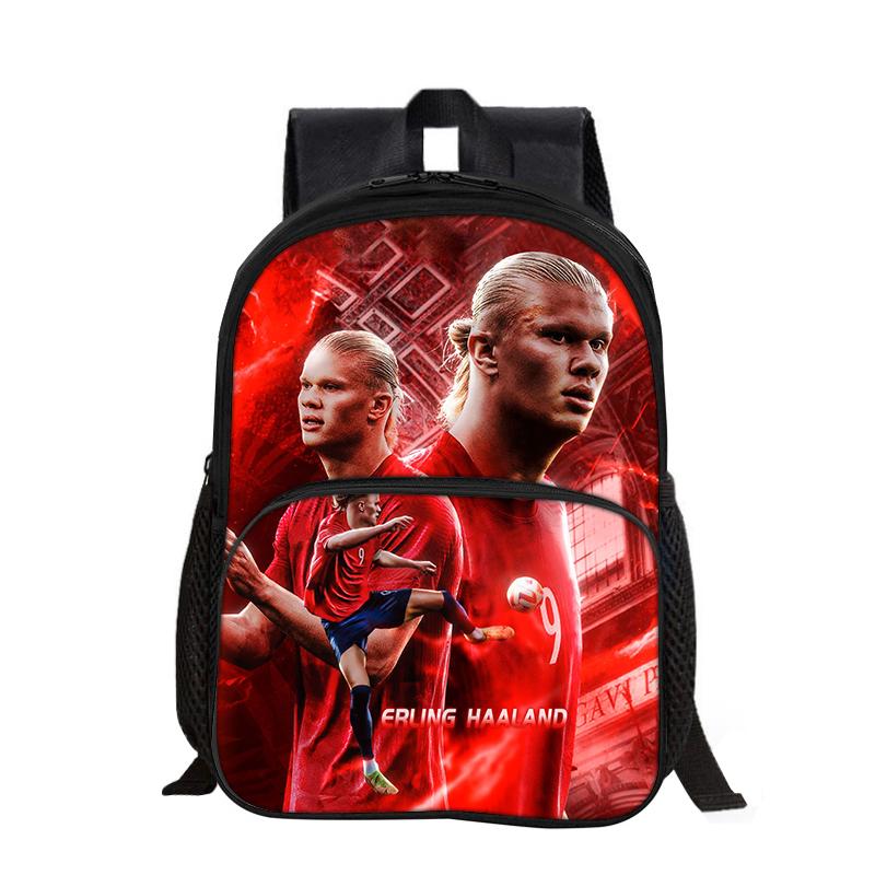 Zaino con Tasca Frontale Haaland Studenti Bambini Stella del Calcio Borsa da Scuola Calcio Sportivo Zaino da Viaggio Grande Capacità