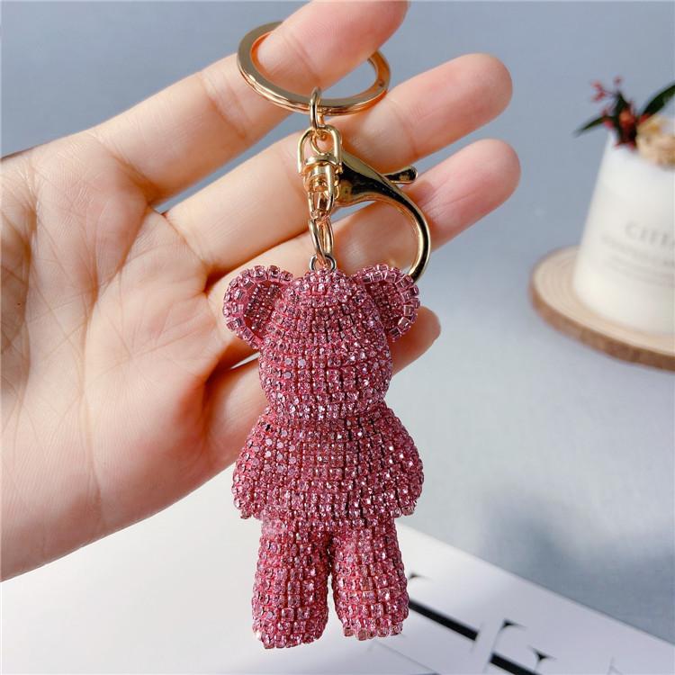 Creative Diamond Studded Teddy Bear Keychain, Japanese and Korean Cartoon Doll, Cute Internet Celebrity Car Keychaindiamond Bag