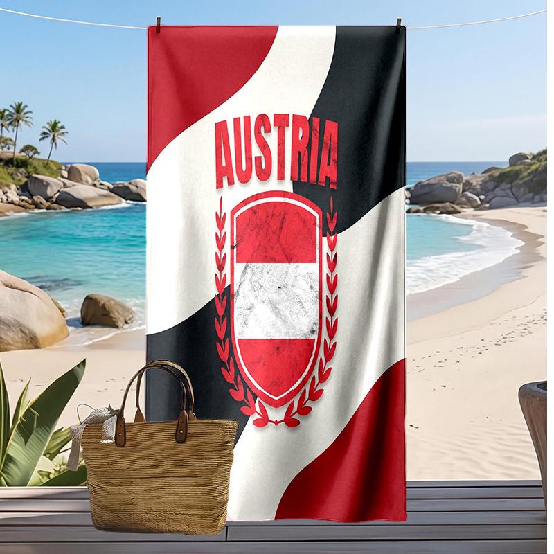 Österreich Fußball Druck Strandtuch Schnelltrocknend Super Saugfähig Weiches Badetuch zum Schwimmen Strand Reisen Fan Souvenir Geschenk