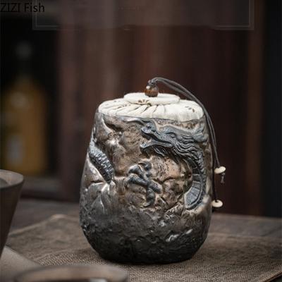 Retro Vintage Keramik Teebehälter Kreativer Versiegelter Teeaufbewahrungsbehälter Organizer Kleine Teedose Chinesischer Stil Zuhause Küche Aufbewahrungswerkzeug