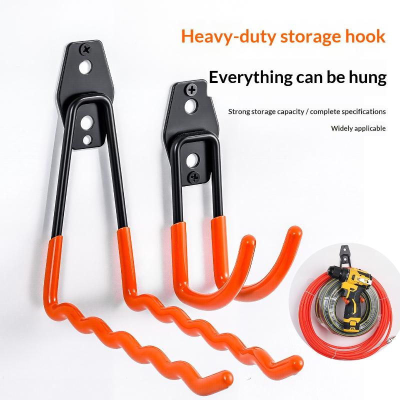 Heavy Duty Wall Mount Metal Hook Garage Organizer Bicycle Ladder Hanger Anti Slip Storage Hook For Garden Tools Home Workshop