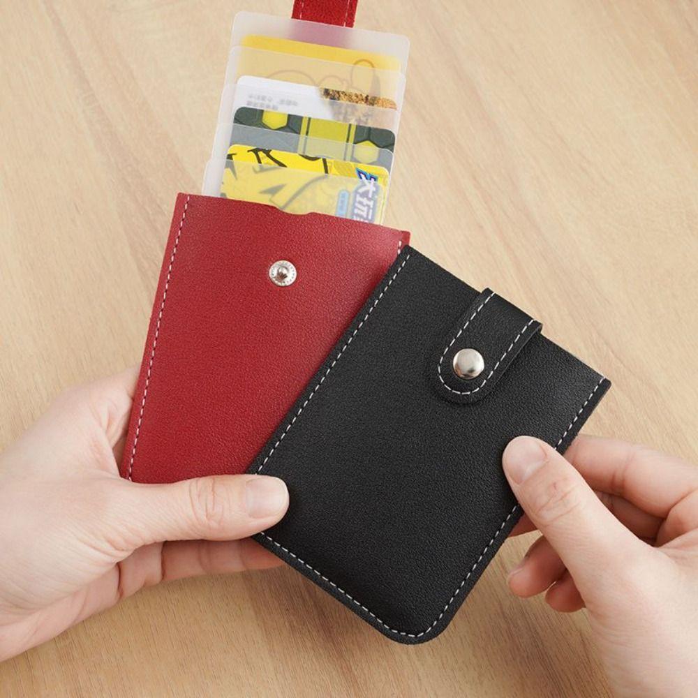 PU Leather Laminated Concealed Pull-out Type Bag 5 Card Pockets Mini Card Wallet Creative Men Women Business Card Case