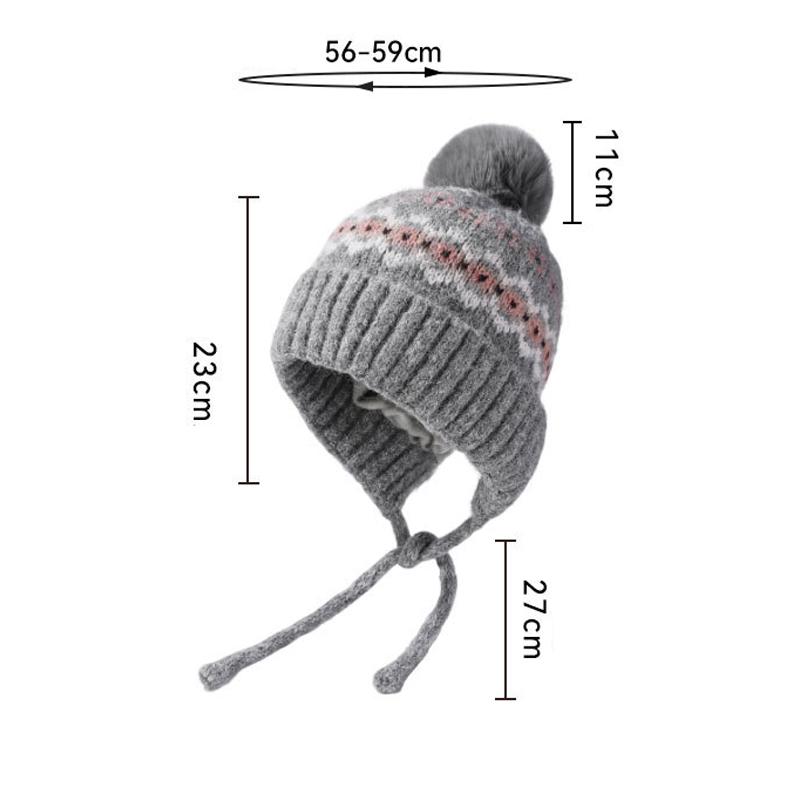 Vintage Samt Strickmütze Damen Wollmütze