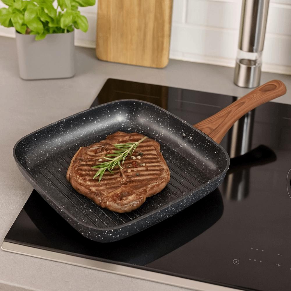 Nonstick Square Skillet Ergonomic Design Grill Pan Professional Cooking Griddle  Grilling