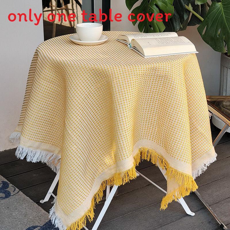 Nordic Waffle Weave Tablecloth With Thick Cotton Fabric For Home Dining Decor 90x90 жёлтый