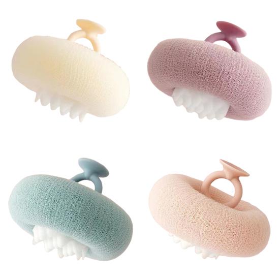 Sunflower Bath Brush with Suction Cup Ring Design Super Soft 2-in-1 Bath Ball Cleansing Massage Exfoliating Shower Sponge