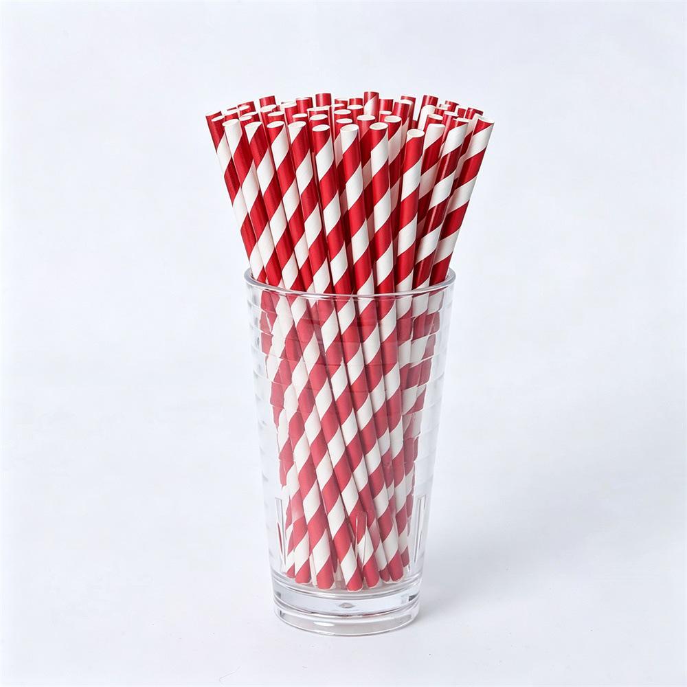 Biodegradable Colorful Striped Paper Straws - Eco-Friendly Disposable Kraft Straws