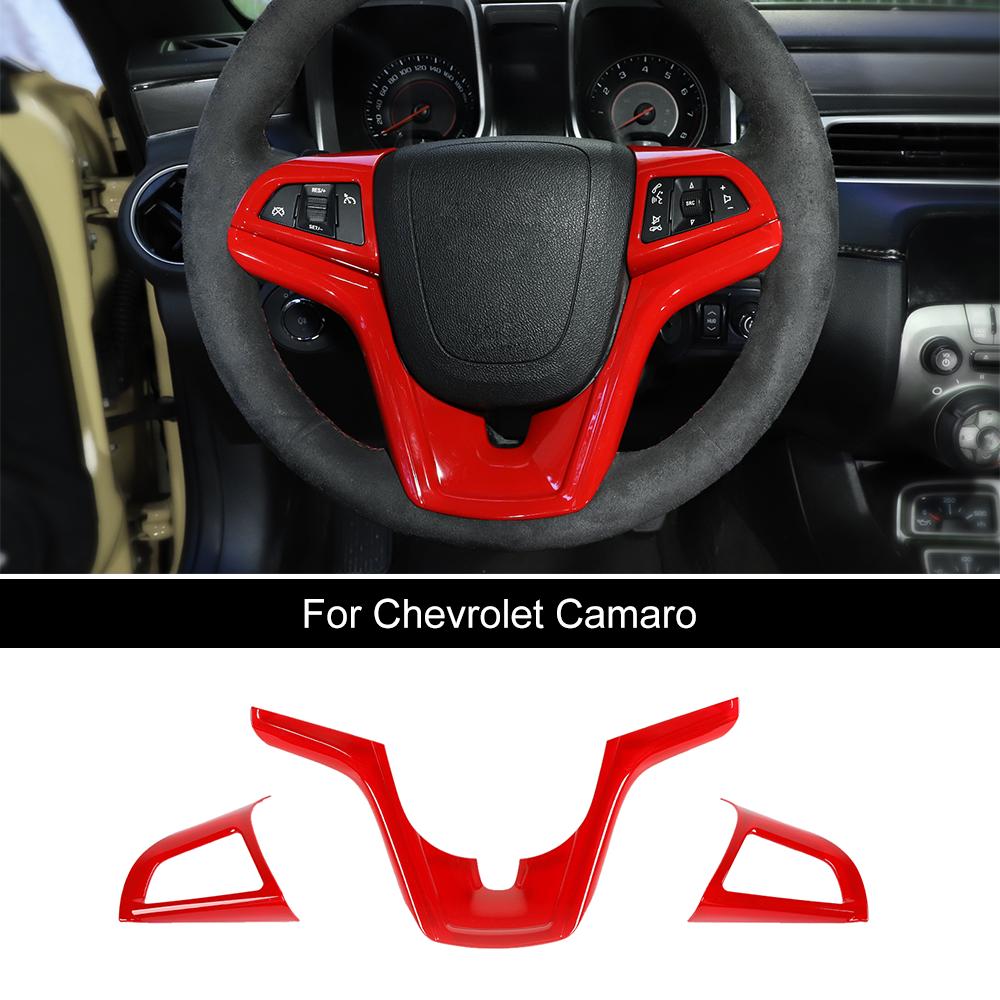 3x Interior Steering Wheel Cover Trim Bezels for Chevrolet Camaro 2012-2015 Red