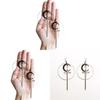 Geometric Moon Pendant Earrings With Silver Alloy And Stainless Steel Ear Pins For Women