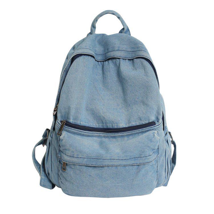 Women's Retro Solid Color Denim Backpack - Perfect for Students and Outdoor Travel