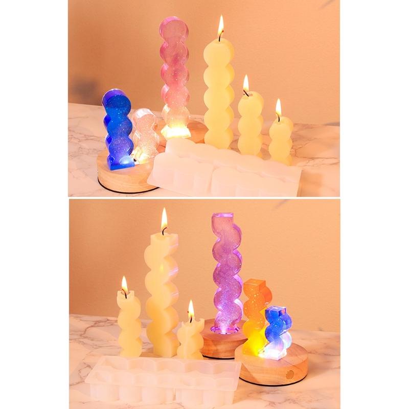 3-in-1 Candle Molds Long Candle Molds Waving/Heart Candle Molds for Making Candle Soap Baking DIY Craft Valentines Gift