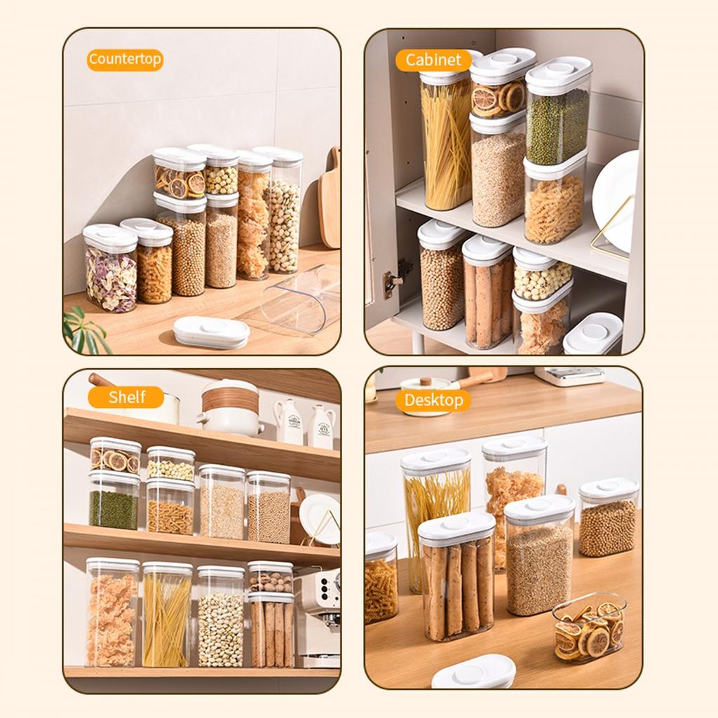 Food Storage Jars, Cereal Containers Storage, Multi-Functional Storage Jar with Airtight Lids, for Kitchen Organiser