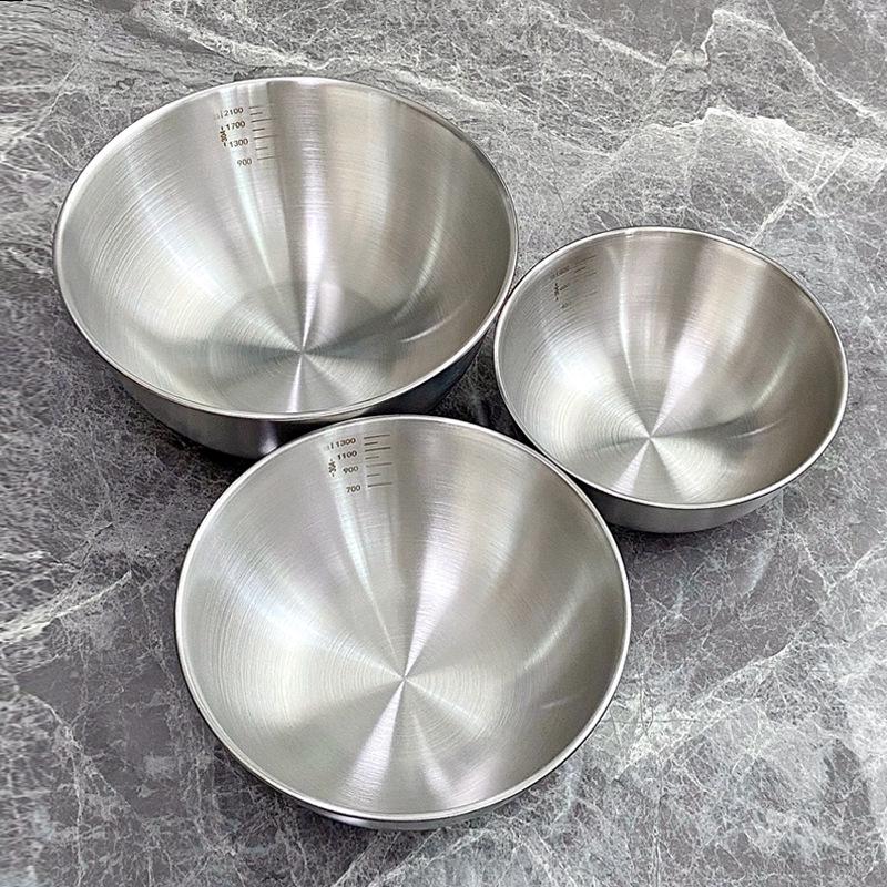 304 Stainless Steel Kitchen Basin: Wash Veggies, Knead Dough, Beat Eggs, or Mix Salads. Thick, Durable Design for Household Use.