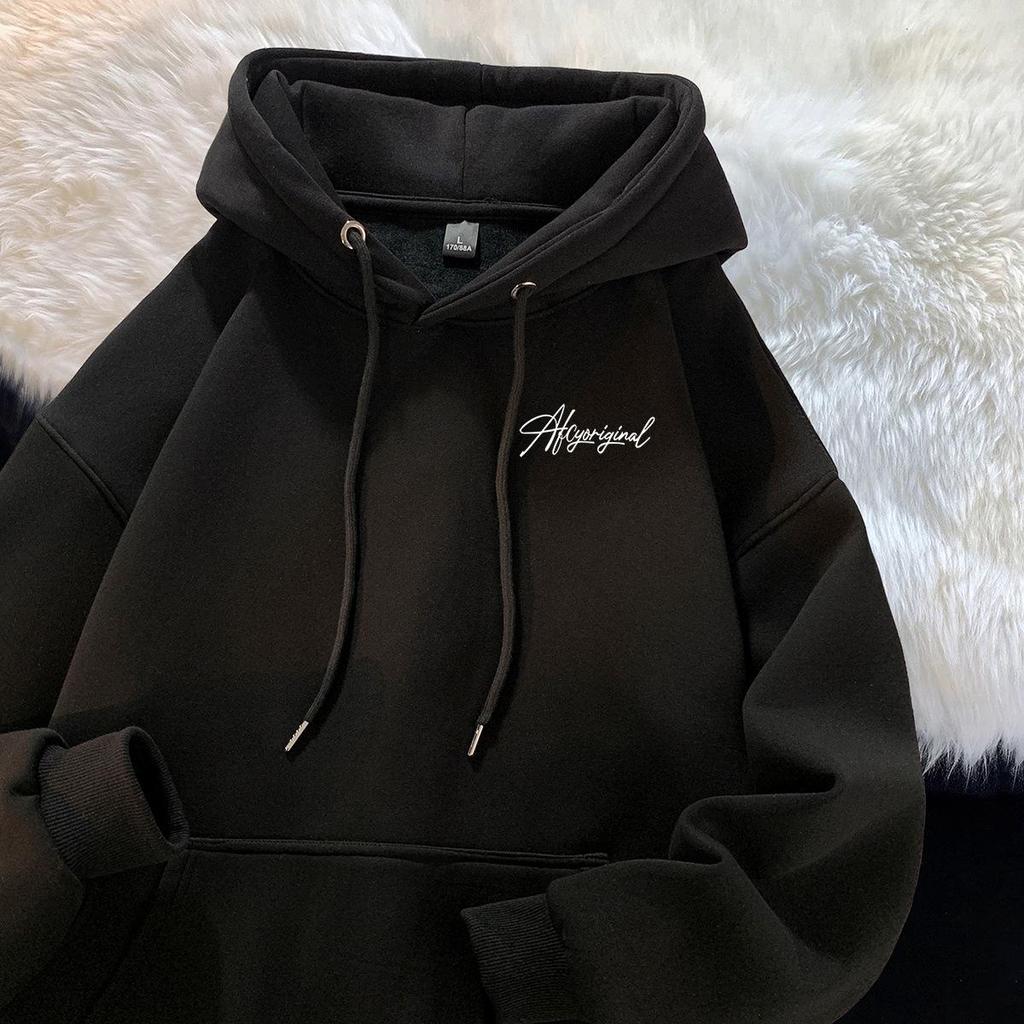Men's Heavyweight American Trend Letter Hoodie - New Autumn/Winter Velvet-Thickened Student Outerwear