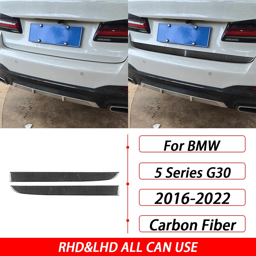 For BMW 5 Series G30 2016- Real Carbon Fiber Trunk Back Door Protector Panel Trim Strip Car Decorative Accessories Sticker Blakc Carbon Fiber