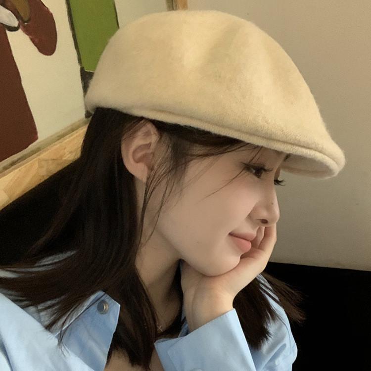 Winter Color Solid Beret Hat For Women With Classic Design Thickened Cap Gift