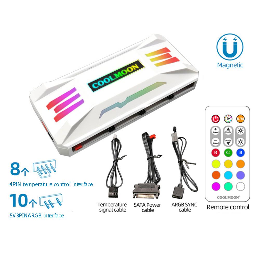 COOLMOON ARGB Controller 4Pin PWM 5V 3Pin ARGB Cooling Fan Smart Remote Control for ASUS MSI Case Chassis Radiator 5V ARGB AURA