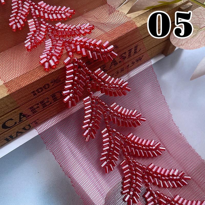 20yards Wheatear Leaf Beaded Lace Trim Embroidery Beading Ribbon Applique Trimming Tape DIY Sewing Clothing Accessories