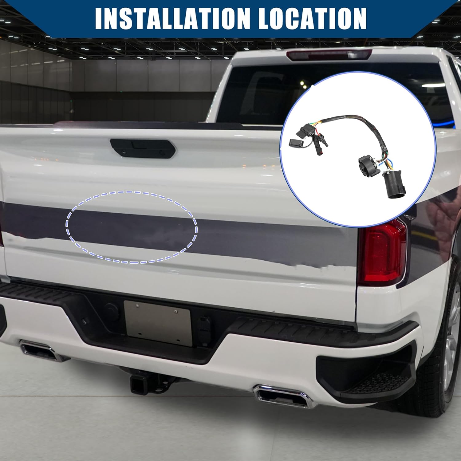 7 Pin to 4 Way Tailgate Light Flat Trailer Wiring Harness/Rear Tailgate Light Wiring Harness for Trailer/Durable Plastic / 1Pcs Black