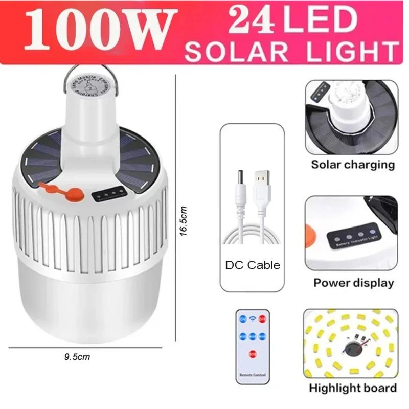 Solar Light Bulb Camping Solar LED Light USB Rechargeable 5Lighting Modes Tent Hanging Bulb for Outdoor Hiking Emergency Outage