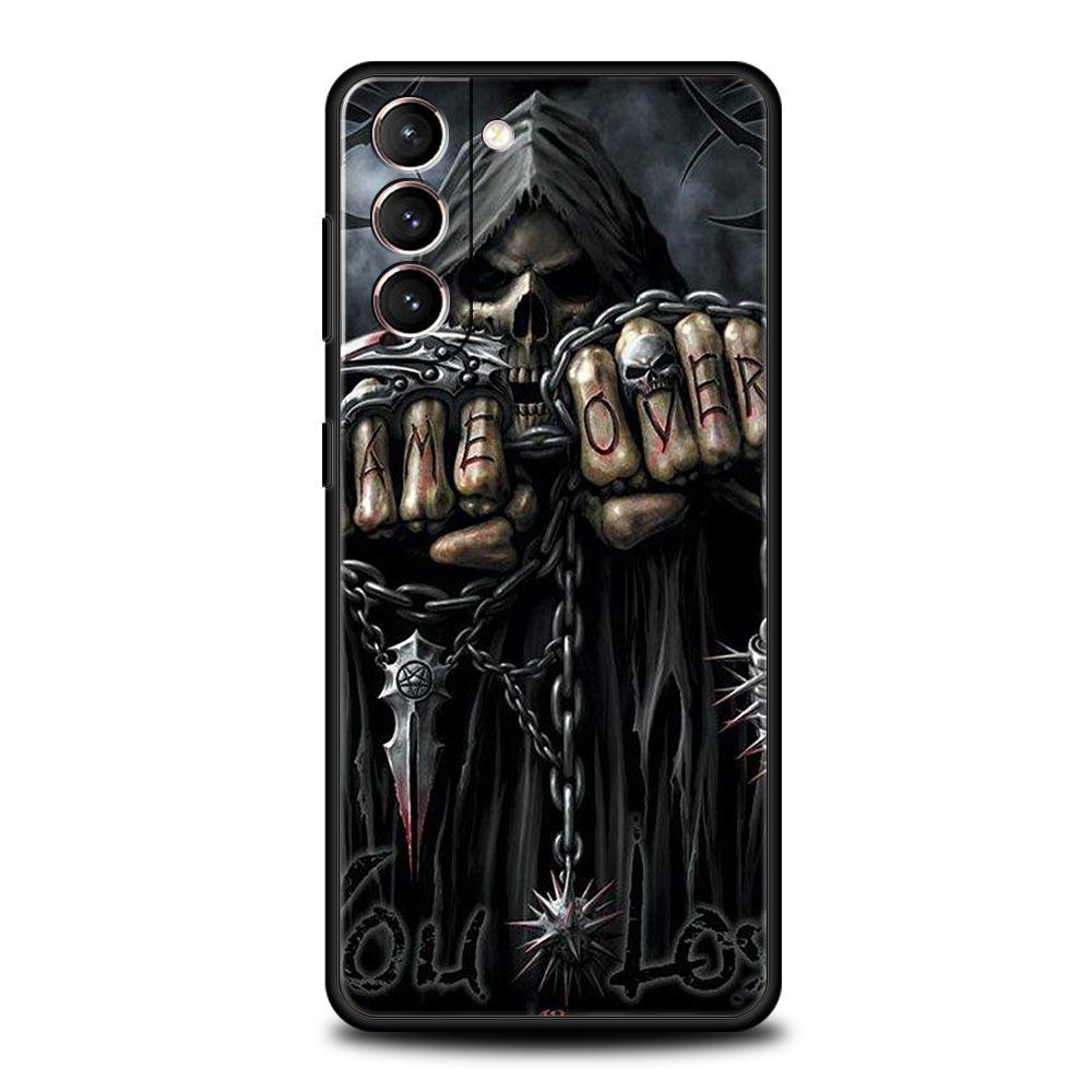 Skull Skeleton Grim Reaper Fashion Phone Case For Samsung Galaxy S24 S23 S22 S20 Ultra S21 FE 5G S10 S9 Plus S10E Silicone Cover