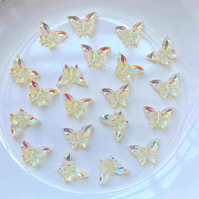 100Pcs New Cute 7*10mm Resin Mini Plated Butterfly Flat Back Cabochon Scrapbook Kawaii DIY Embellishments Accessories