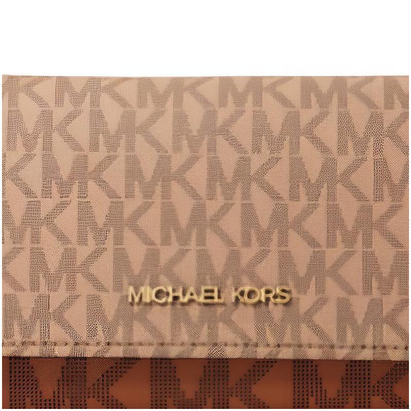 Michael Kors Jet Set Signature Coated Canvas Wallet Large Women's Brown