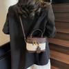 New Minimalist and Fashionable Box Shape Small Handbag, Contrasting Color Women's Bag, High-end Carriage Single Shoulder Crossbody Handbag