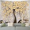 White Flowers Golden Tree Trunk Creative Decorative Tapestry Home Wall Living Room Office Decorative Tapestry