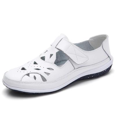Echtes Leder Damen Sandalen 2024 Sommer Handgemachte Damen Schuh Leder Sandalen Frauen Wohnungen Strand schuhe Retro Mutter Schuhe