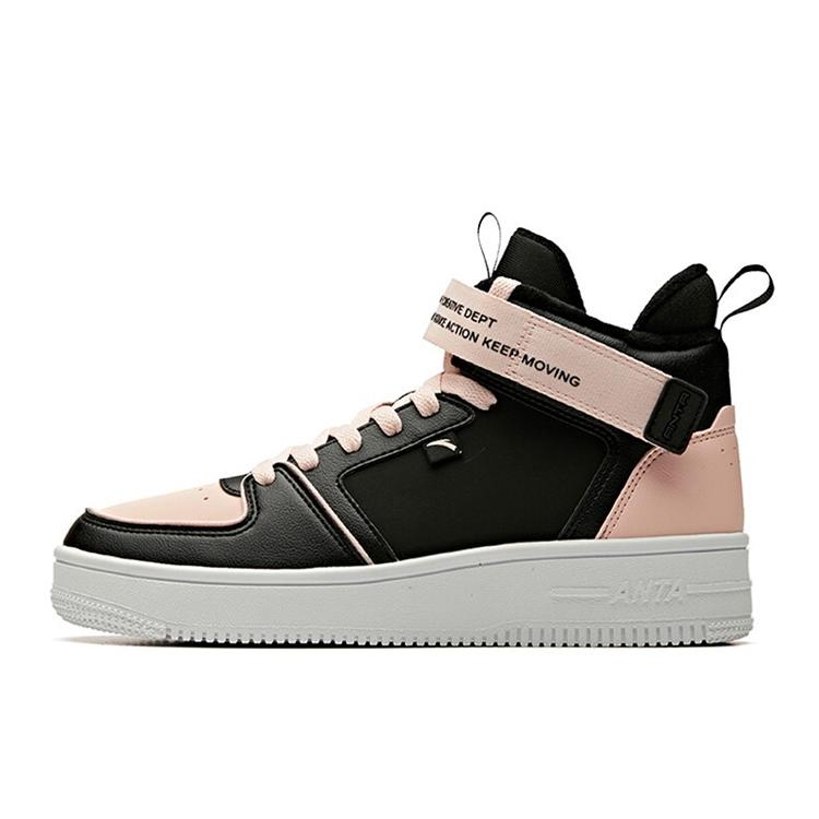 

New ANTA Skateboard Shoes Women s High top Black/Baby Pink/ANTA White 92946911-6 35.5