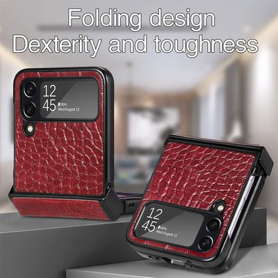 Anti -Glare Crocodile Leather Phone Case For Samsung Galaxy Z Flip 4 5g Flip4 Flip3 Flip 3 Non -Slip Business Cover Funda