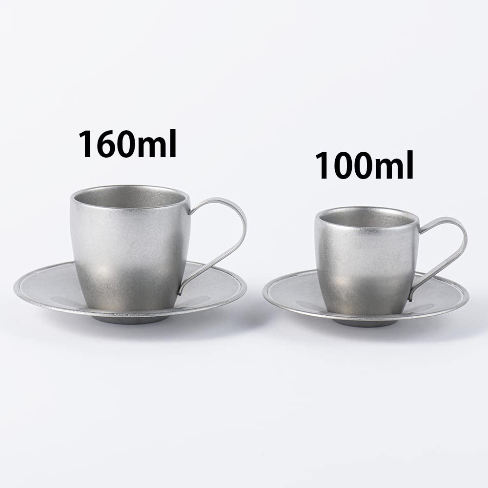 Vintage Inox DW Cup & Saucer, 160ml, Made in Japan, Perfect for Cafes, Restaurants, Tea & Coffee, Stainless Steel, Aged Finish, Shatterproof,