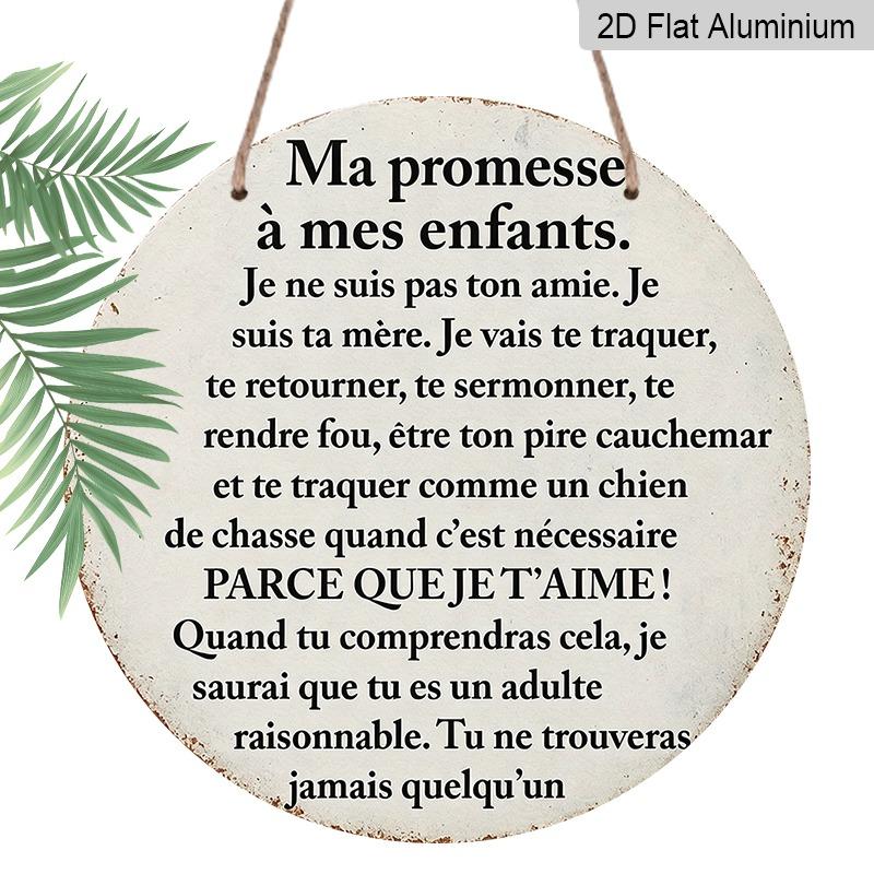 2D Flat French Retro Aluminum Wall Decorations in Various Sizes, Featuring A Fun hardcore Maternal Love Theme. Ideal for Home Décor and Gifts 20*20cm