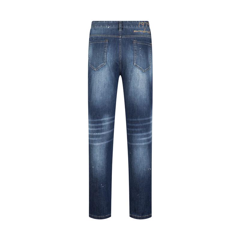 Septwolves Men's Fashion Straight-Leg Paint-Splatter Jeans