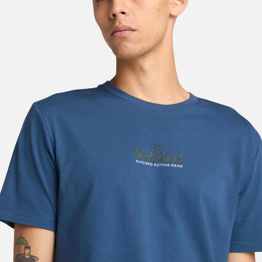 Timberland American Vintage Logo Casual Breathable Short Sleeve T-Shirt Men T-Shirts Deep-Indigo A6AAU-288