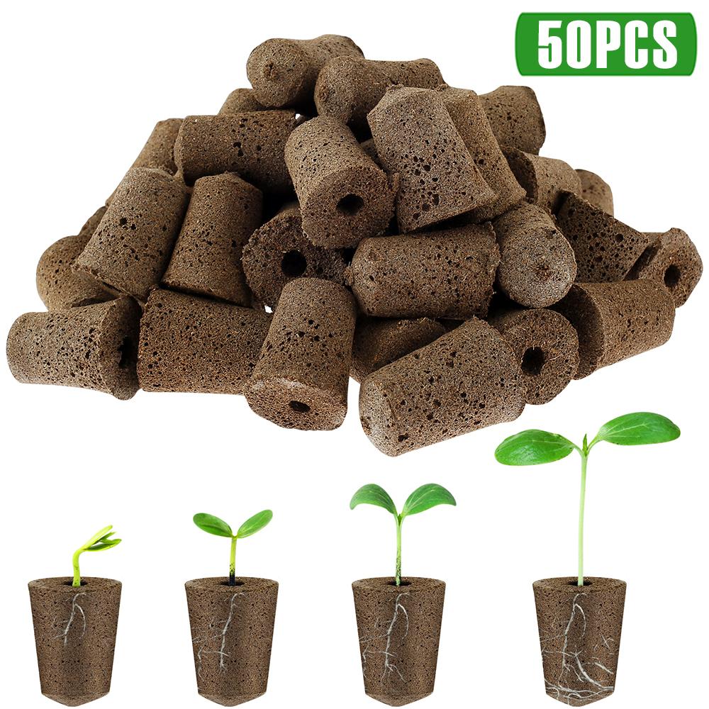 50/100 Pack Seed Starter Sponges Professional Hydroponics Sponges Kit Eco-Friendly Replacement Root Growth Sponges for Garden