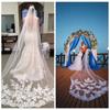Fashion One-tier White/Ivory Bridal Wedding Veil with Comb Tulle Edge Applique Lace