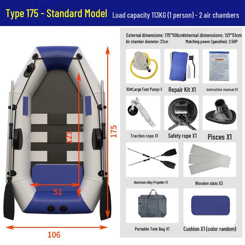Durable Hard-Bottom Inflatable Rubber Dinghy Kayak for Fishing & Lifesaving
