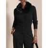VEZFAA Damesmode Casual Herfst Winter Effen Kleur Print Lange Mouw Truien